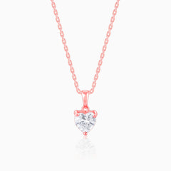 Rose Gold Solitaire Heart Pendant With Link Chain