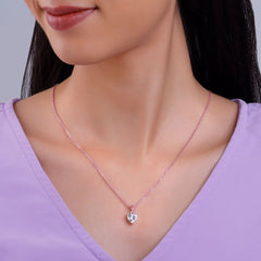 Rose Gold Solitaire Heart Pendant With Link Chain