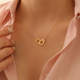 Personalized Police Handcuff Necklace with Initials, Double Necklace with Engraved Initials, Romantic Gift Idea, Valentine's Day Gift