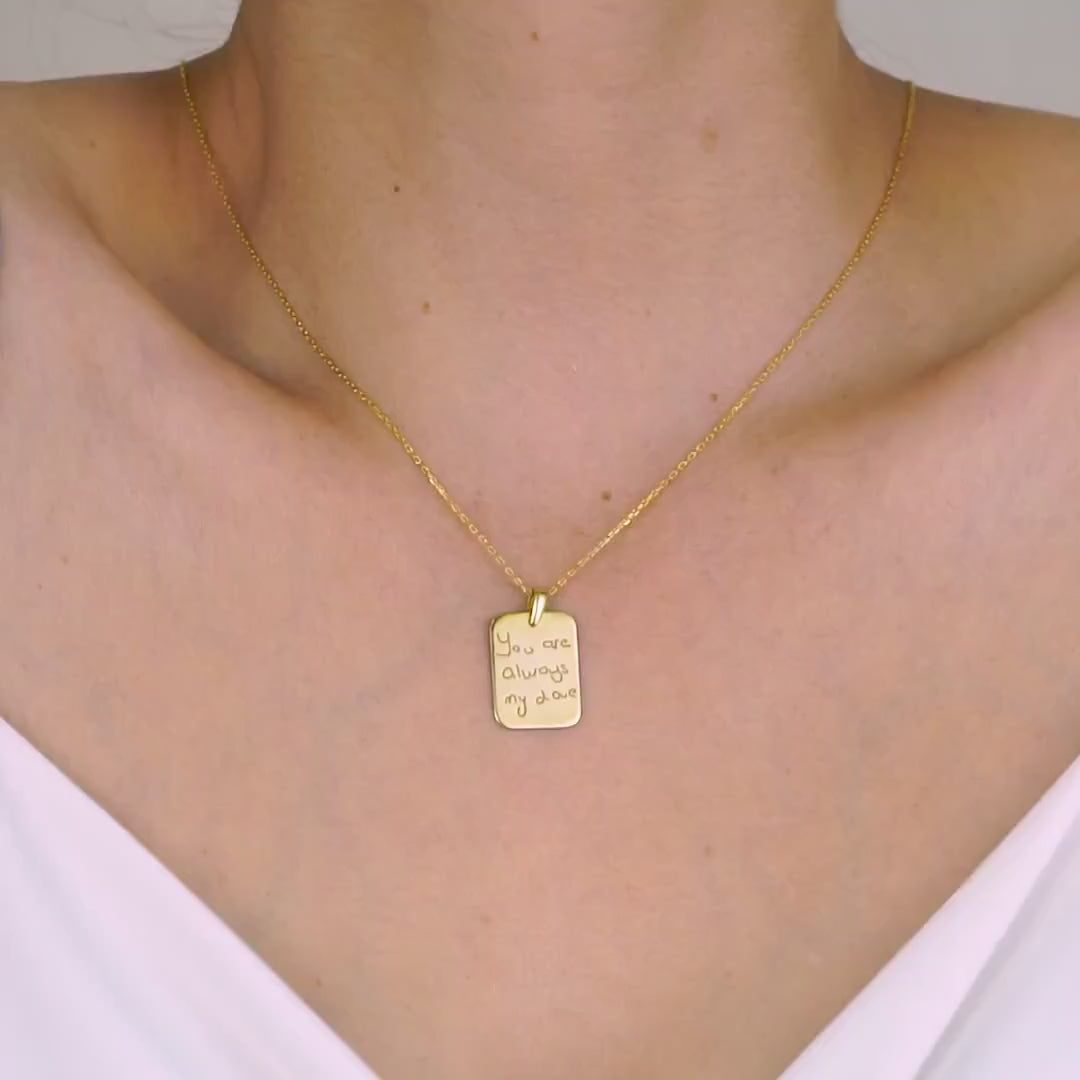 Custom Handwriting Necklace Your Own Handwriting Memorial Gold Engraved Necklace Signature Jewelry Couple Necklace Valentines Gift
