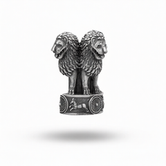 National Emblem Ashok Stambh Lion Sterling Silver Brooch Pin