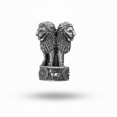 National Emblem Ashok Stambh Lion Sterling Silver Brooch Pin