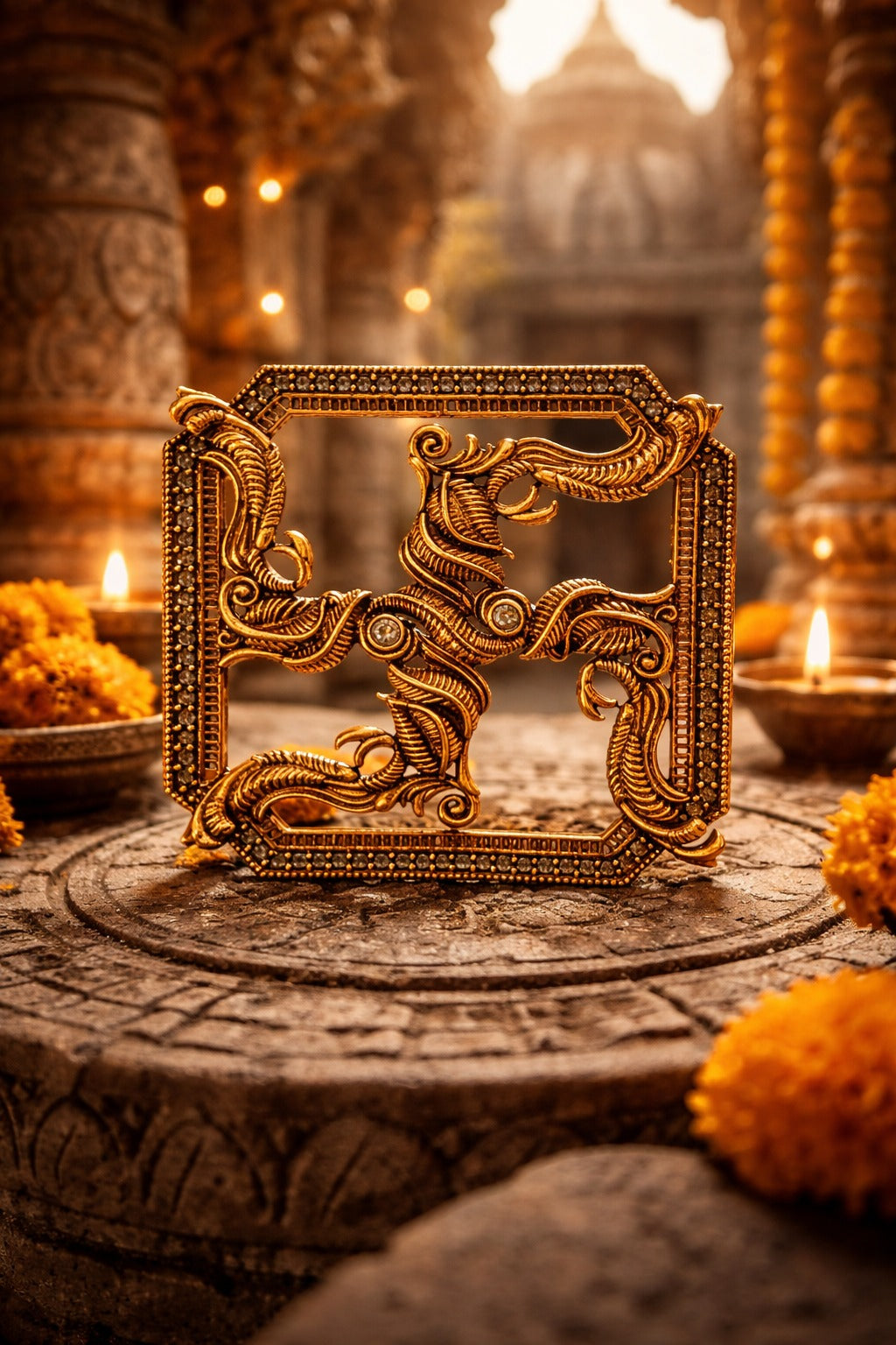 Box Swastik Brooch