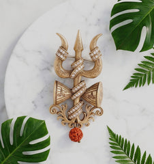 Crystal Damru Crest Brooch