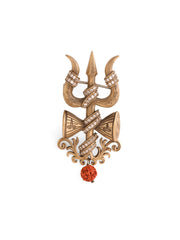 Crystal Damru Crest Brooch