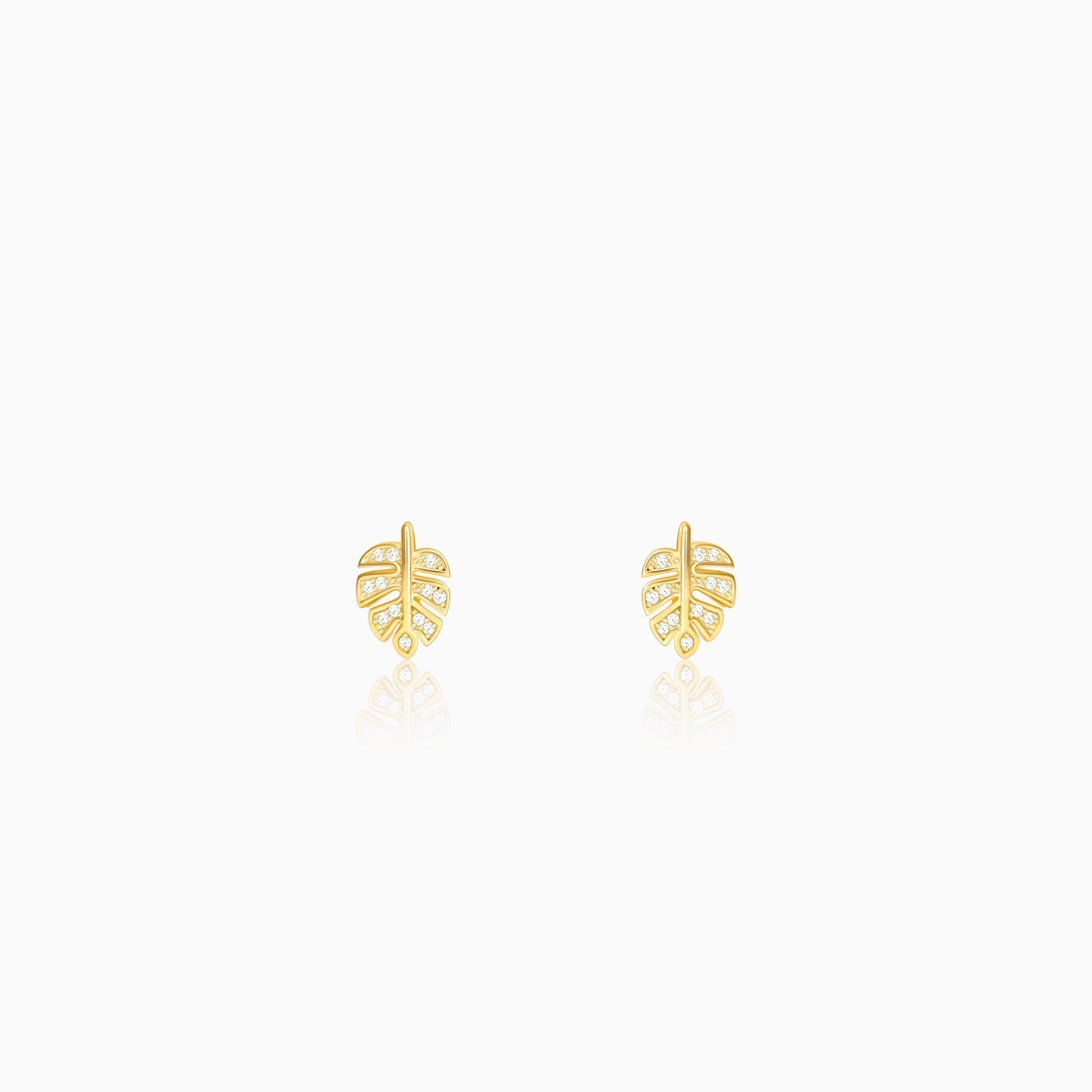 Golden Leaflet Stud Earrings