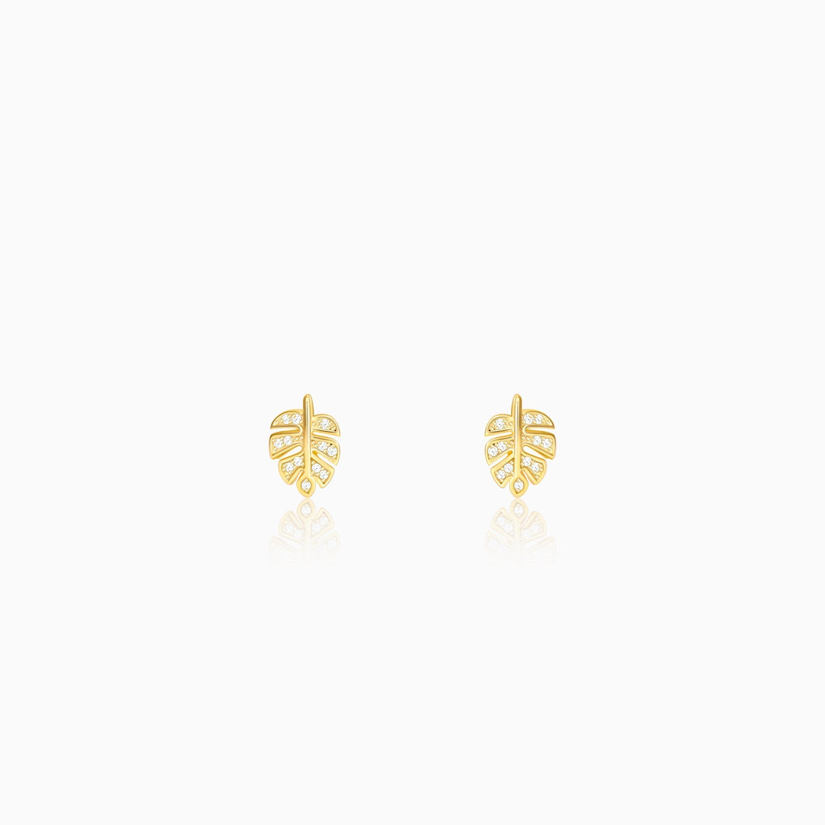 Golden Leaflet Stud Earrings