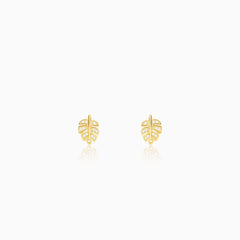Golden Leaflet Stud Earrings