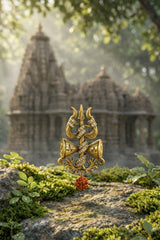 Crystal Damru Crest Brooch