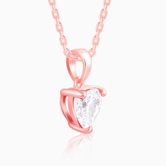 Rose Gold Solitaire Heart Pendant With Link Chain
