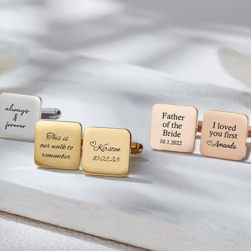 Personalized Engraving Square Cufflinks - Giva