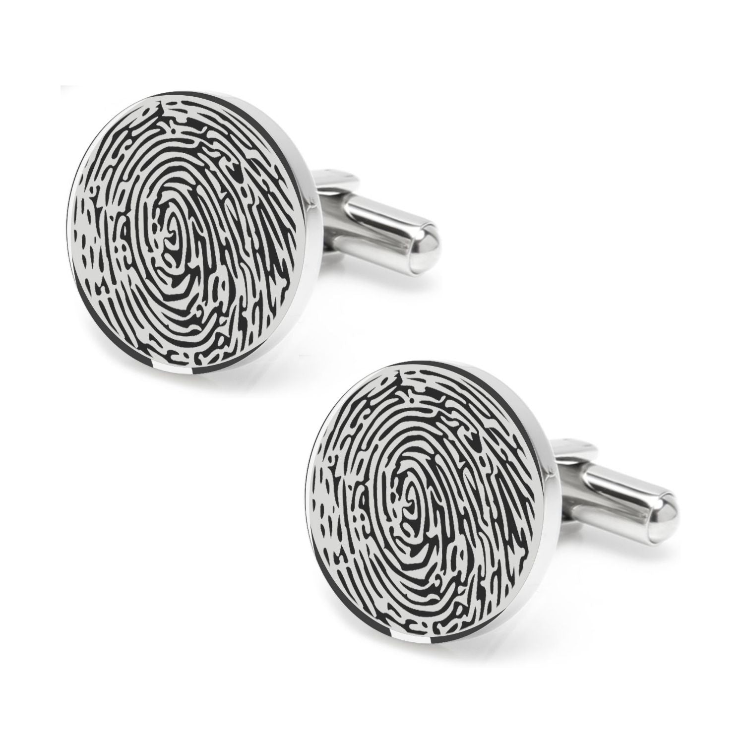 Personalized Fingerprint Round Shaped Cufflink for Men and Boys - Giva