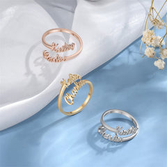 Double Name Ring, Two Name Ring, Adjustable Ring, Ring for Women, Personalized Gift for Mom, Best Friend Gift, Birthday Gifts